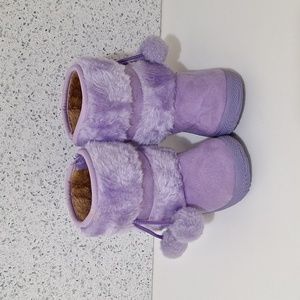 Toddler Boots Purple Winter fashion boot with pom pom tassel size 23 Size 6 - 7